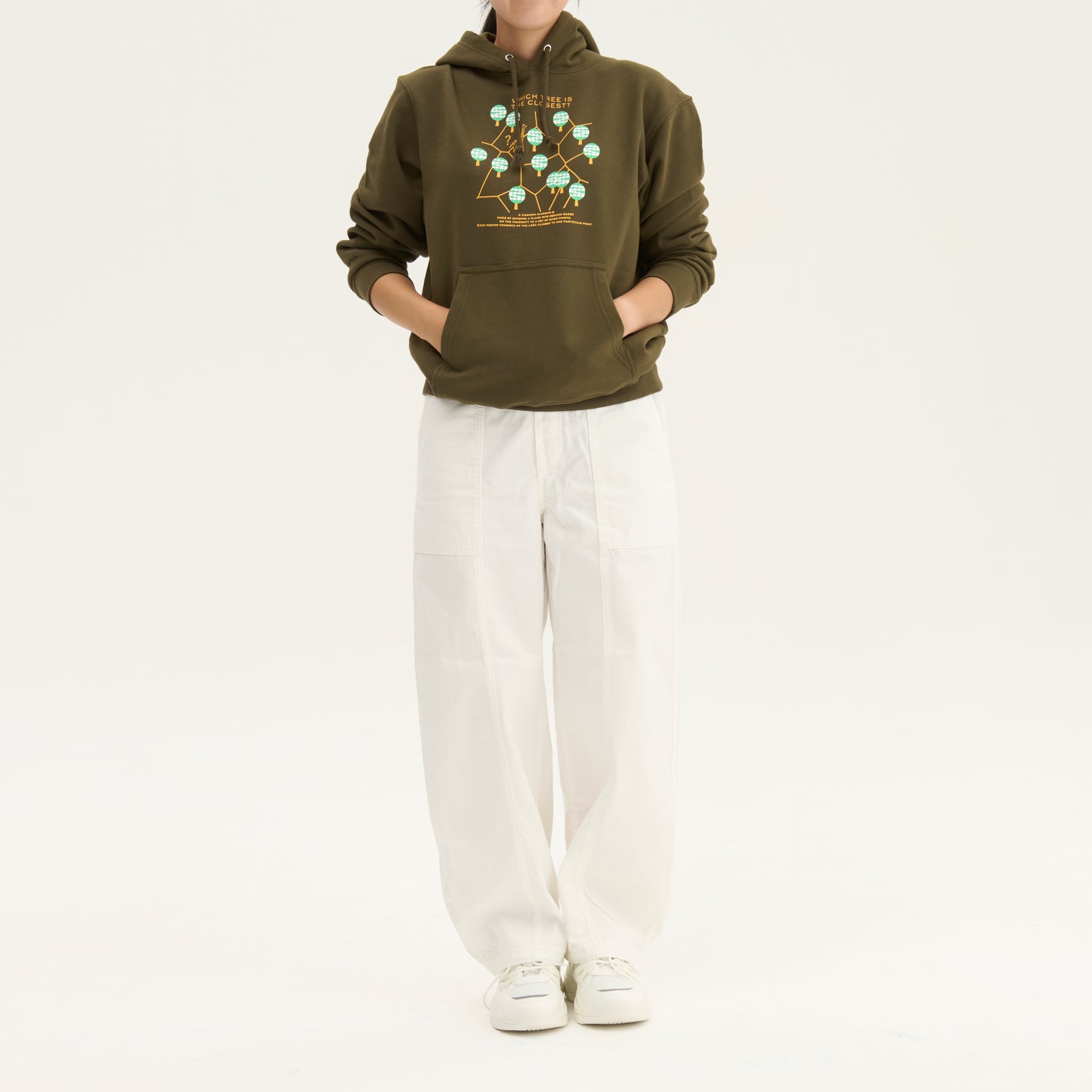 "ボロノイ図" パーカー オリーブ インディゴ 地図 網目 キリン レディース メンズ 人気 おしゃれ かわいい おすすめ 秋 冬 - QurioStore QurioS