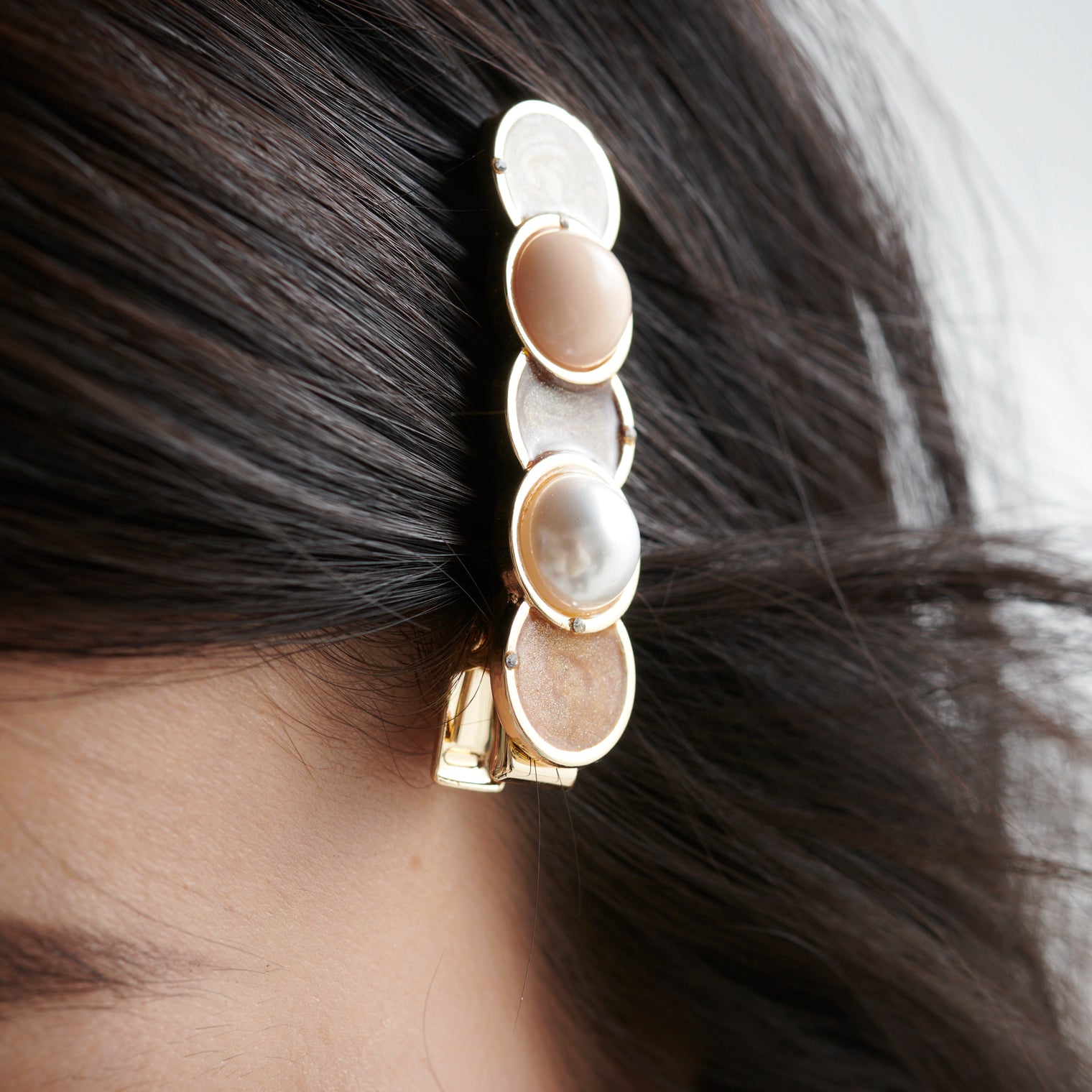 "Cycloid" ヘアクリップ ピンク ブラウン 数学 物理 サイクロイド曲線 ヘアアクセサリー バレッタ かわいい おしゃれ おすすめ 仕事 アレンジ - QurioStore QurioS