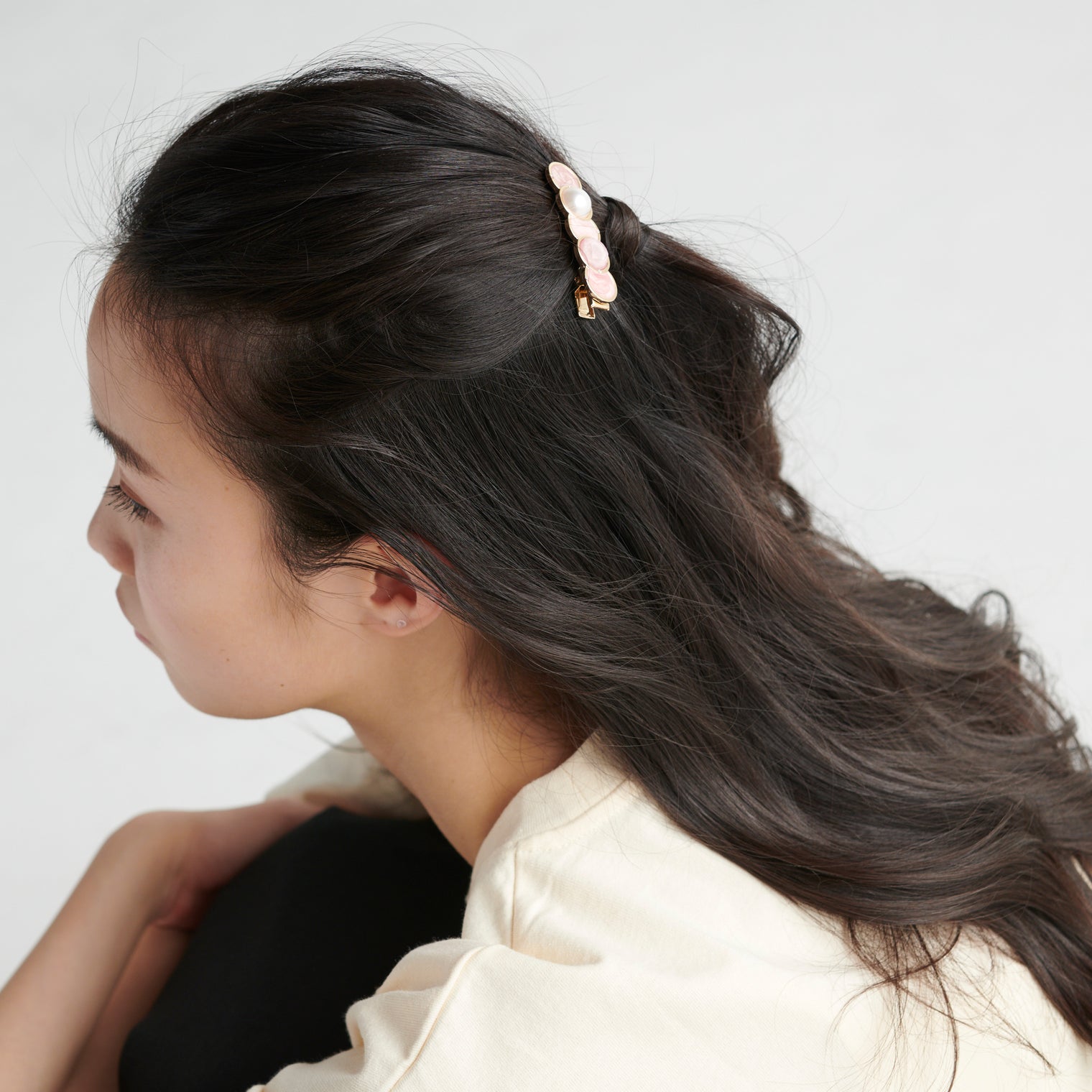 "Cycloid" ヘアクリップ ピンク ブラウン 数学 物理 サイクロイド曲線 ヘアアクセサリー バレッタ かわいい おしゃれ おすすめ 仕事 アレンジ - QurioStore QurioS