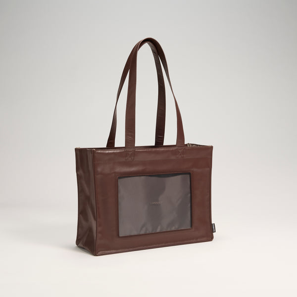 "ジョハリの窓Ⅰ" バッグ ブラウン アイボリー 心理学 痛バッグ トートバッグ メンズ レディース 制服 通勤 オフィス おしゃれ - QurioStore QurioS