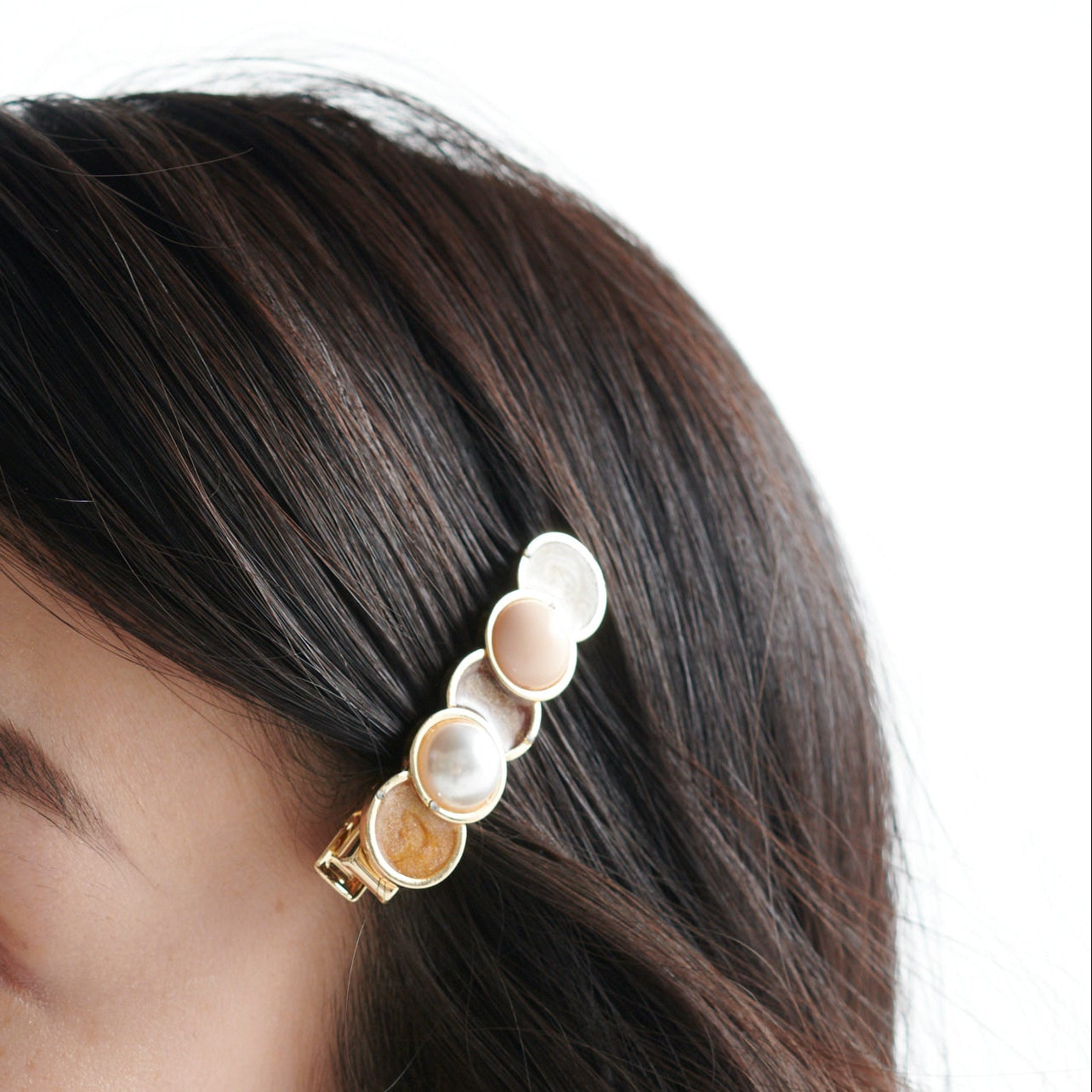 "Cycloid" ヘアクリップ ピンク ブラウン 数学 物理 サイクロイド曲線 ヘアアクセサリー バレッタ かわいい おしゃれ おすすめ 仕事 アレンジ - QurioStore QurioS