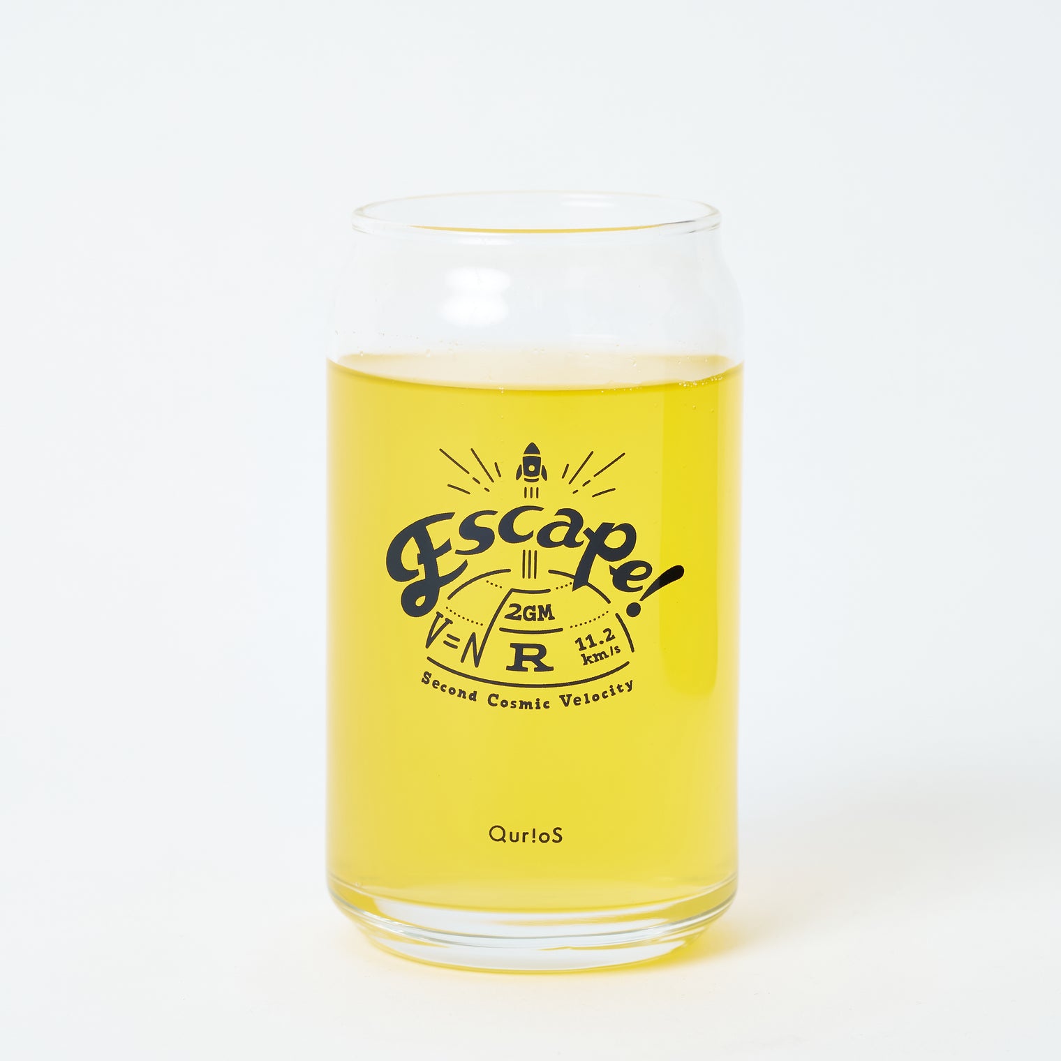 "第二宇宙速度" 缶型グラス クリア 物理 脱出速度 コップ 小物入れ - QurioStore QurioS