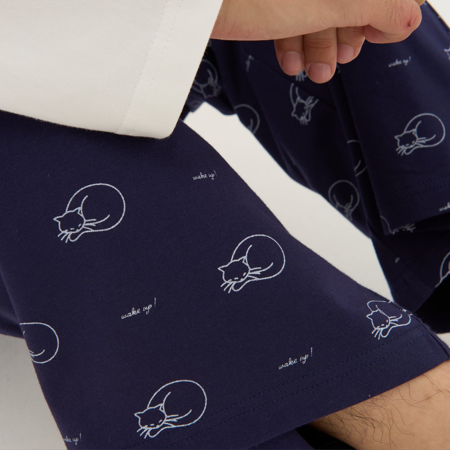 "シュレディンガーの猫" ルームウェア ネイビー ブラウン 量子力学 パシャマ 部屋着 上下セット ねこ ネコ レディース メンズ 人気 おしゃれ かわいい おすすめ 大人 ペア - QurioStore QurioS