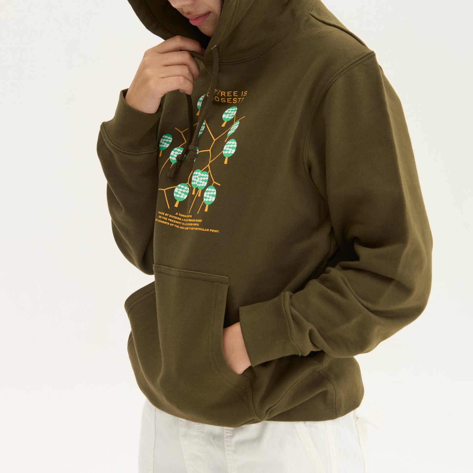 "ボロノイ図" パーカー オリーブ インディゴ 地図 網目 キリン レディース メンズ 人気 おしゃれ かわいい おすすめ 秋 冬 - QurioStore QurioS