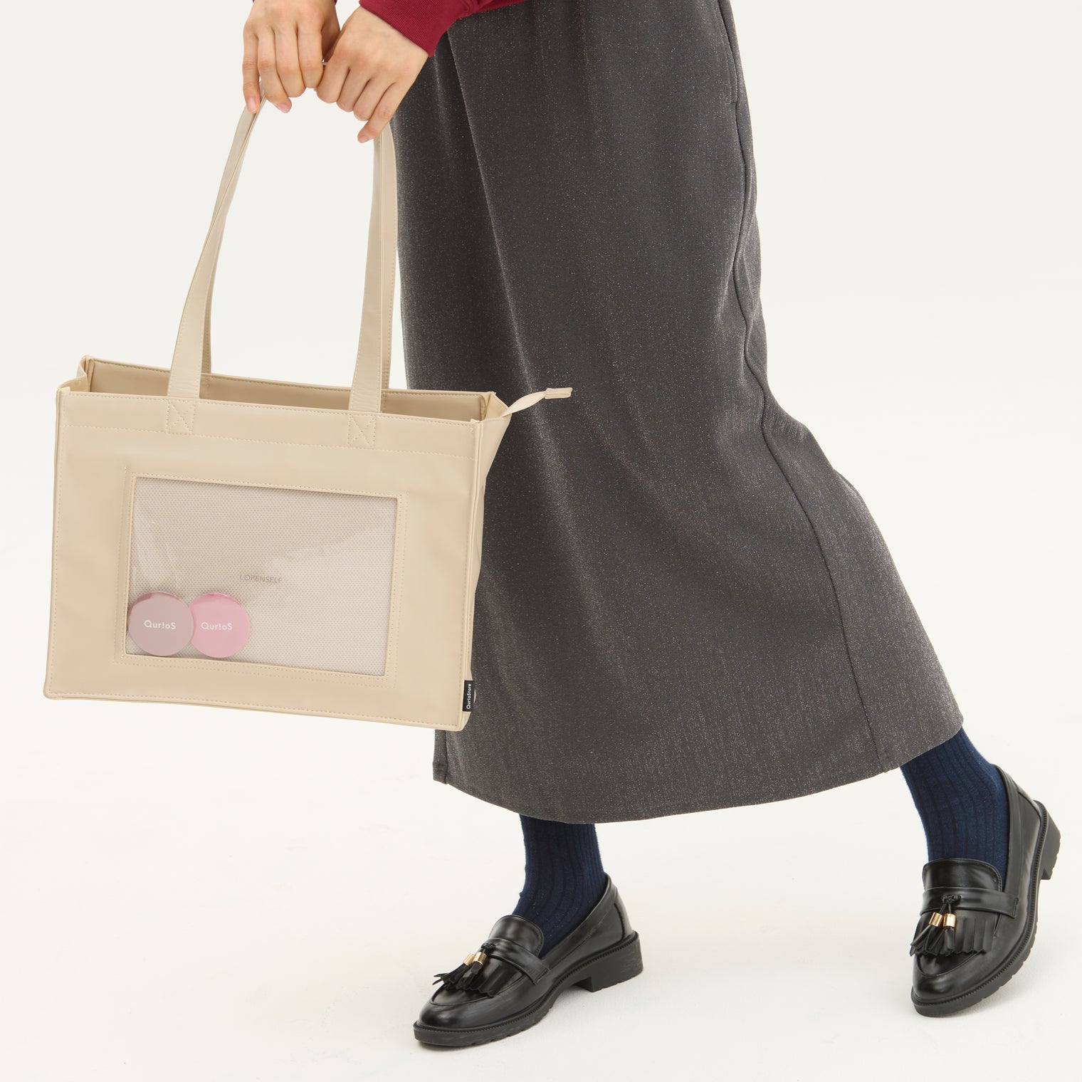 "ジョハリの窓Ⅰ" バッグ ブラウン アイボリー 心理学 痛バッグ トートバッグ メンズ レディース 制服 通勤 オフィス おしゃれ - QurioStore QurioS