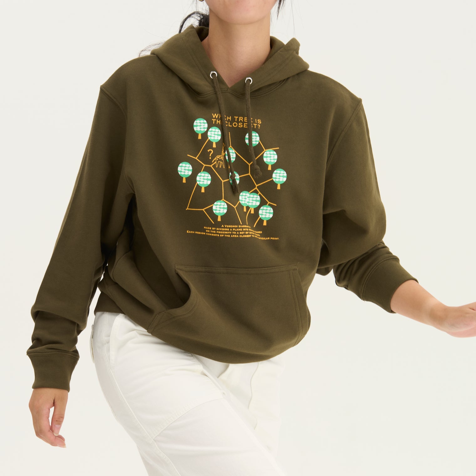 "ボロノイ図" パーカー オリーブ インディゴ 地図 網目 キリン レディース メンズ 人気 おしゃれ かわいい おすすめ 秋 冬 - QurioStore QurioS
