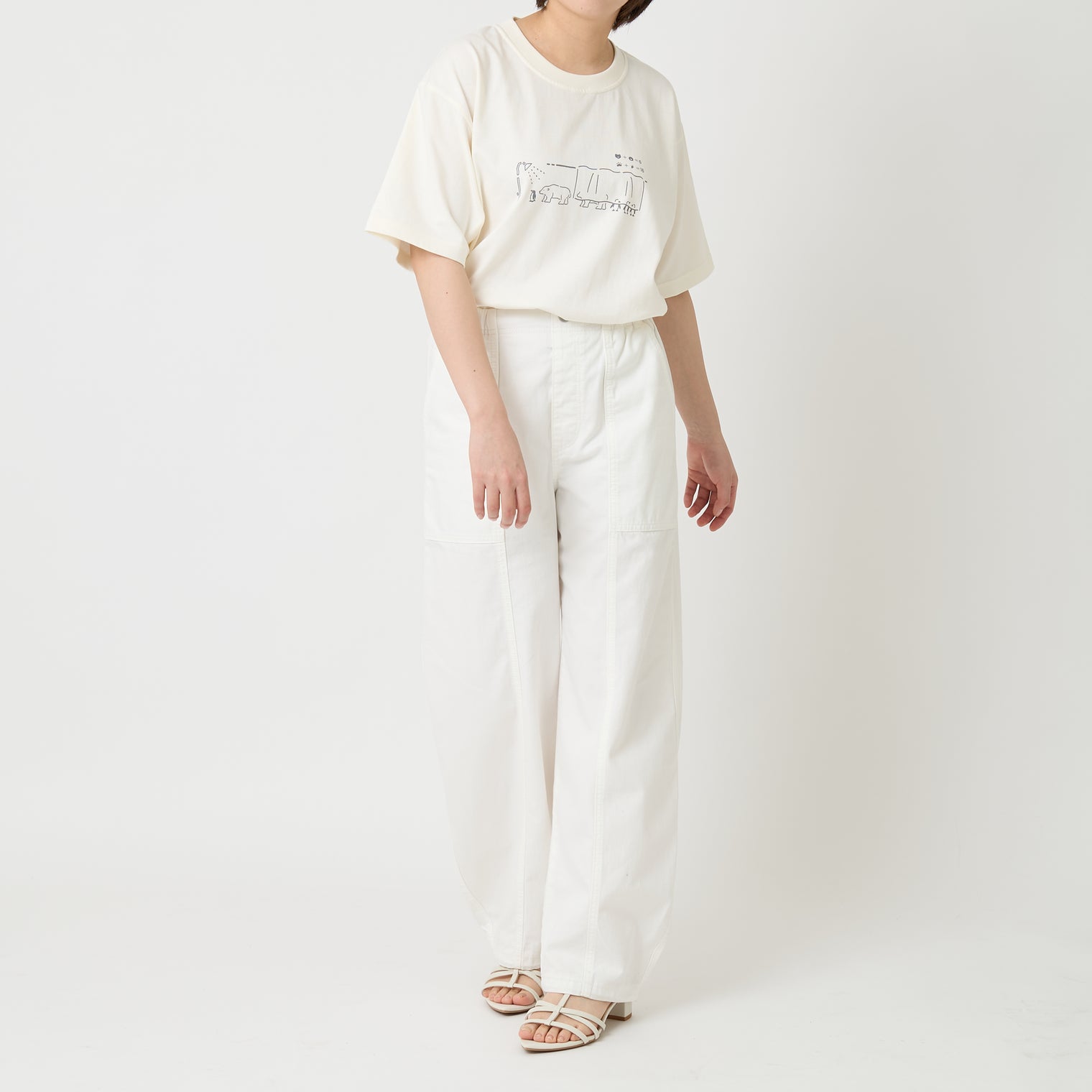 "つるかめ算(代理)" Tシャツ アイボリー ブラック ホワイト 数学 算数 ペンギン シロクマ 動物 レディース メンズ 人気 おしゃれ 20代 30代 - QurioStore QurioS