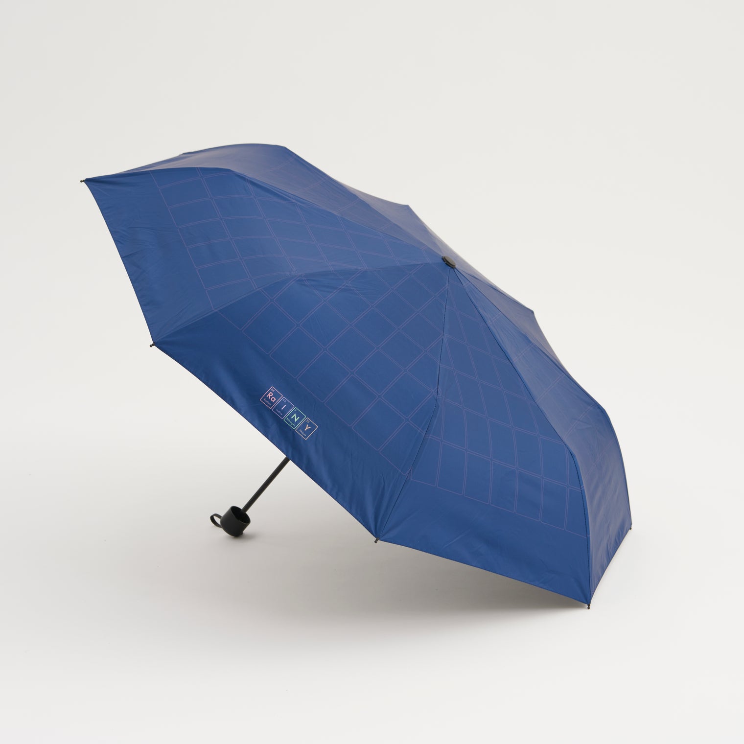 "元素" 折り畳み傘(UVカット・晴雨兼用) ネイビー ブルー 化学 周期表 英単語 天気 日傘 チェック - QurioStore QurioS