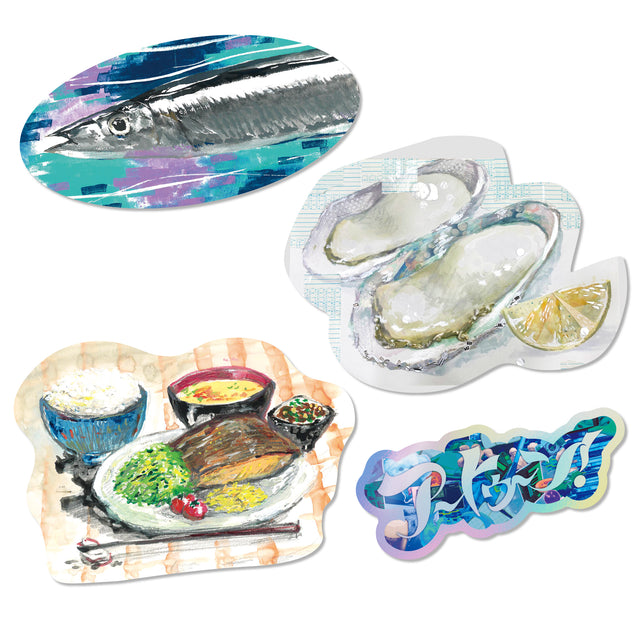 アートゥーン!ステッカー ブルー オレンジ 芸術 装飾用ステッカー 魚 スイーツ ラーメン artoone グッズ - QurioStore アートゥーン!
