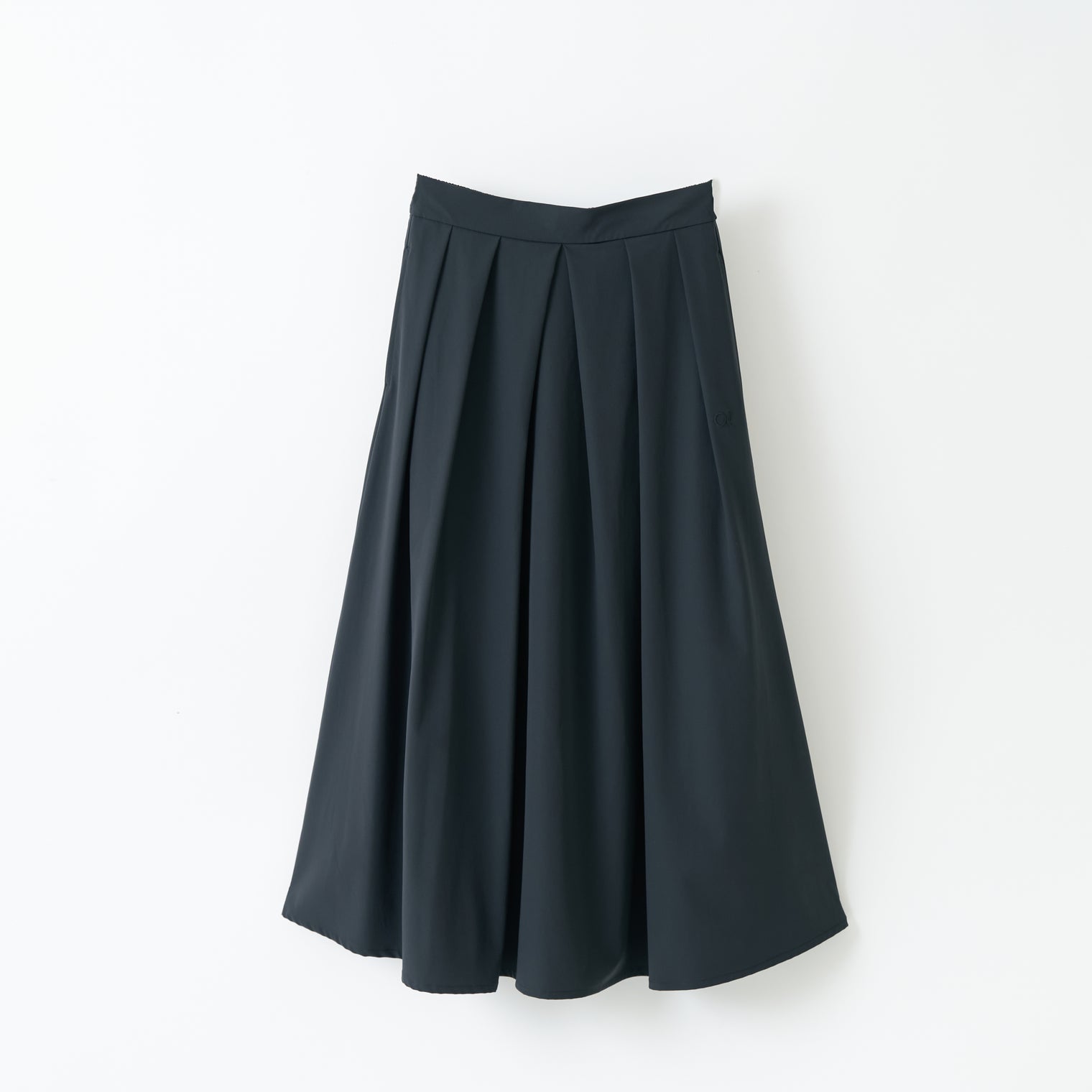 "QurioS" Aラインスカート ネイビー ブラック 刺繍 軽い ウエストゴム - QurioStore QurioS