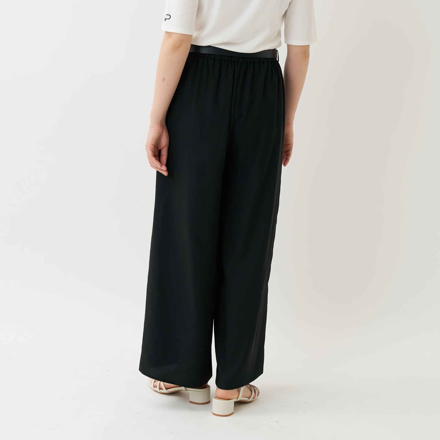 "QurioS" パンツ(2025) ブラック 刺繍 軽い ウエストゴム ベルトループ - QurioStore QurioS