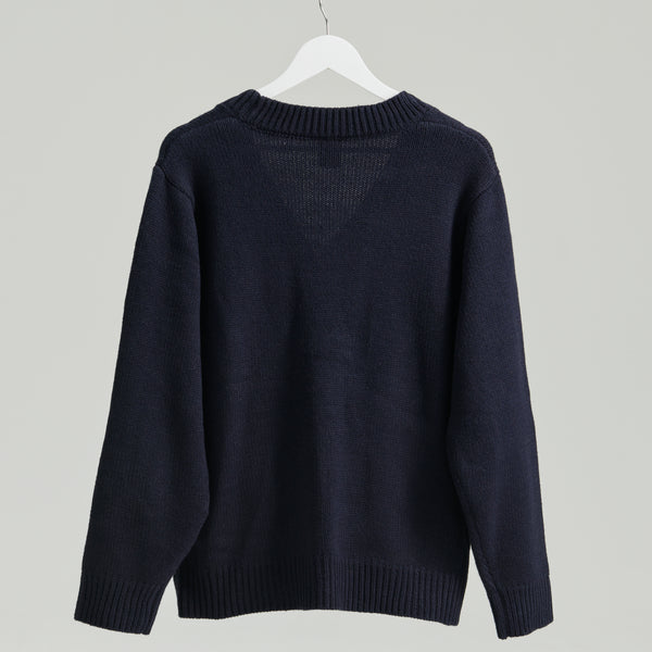 "Q.K." カーディガン アイボリー グレー ネイビー ブラック 刺繍 シンプル ポケット 秋冬 メンズ レディース 制服 通勤 オフィス - QurioStore QurioS