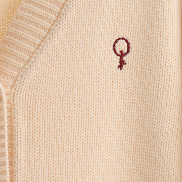 "Q.K." カーディガン アイボリー グレー ネイビー ブラック 刺繍 シンプル ポケット 秋冬 メンズ レディース 制服 通勤 オフィス - QurioStore QurioS