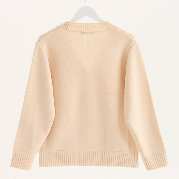 "Q.K." カーディガン アイボリー グレー ネイビー ブラック 刺繍 シンプル ポケット 秋冬 メンズ レディース 制服 通勤 オフィス - QurioStore QurioS