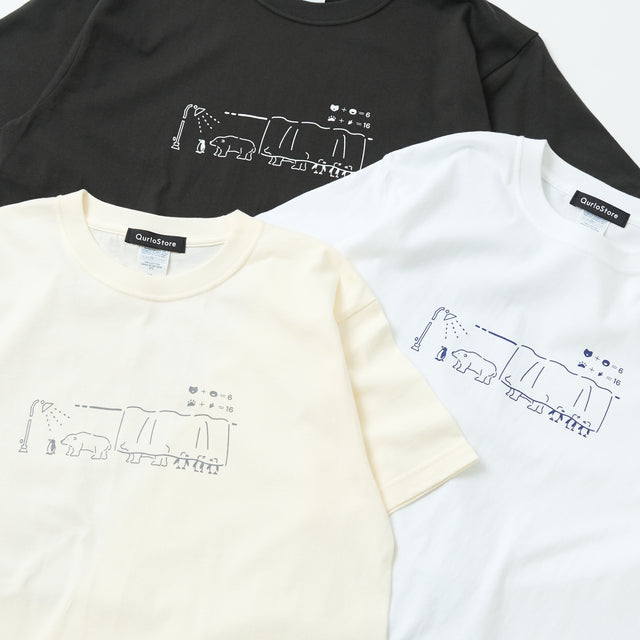 "つるかめ算(代理)" Tシャツ アイボリー ブラック ホワイト 数学 算数 ペンギン シロクマ 動物 レディース メンズ 人気 おしゃれ 20代 30代 - QurioStore QurioS