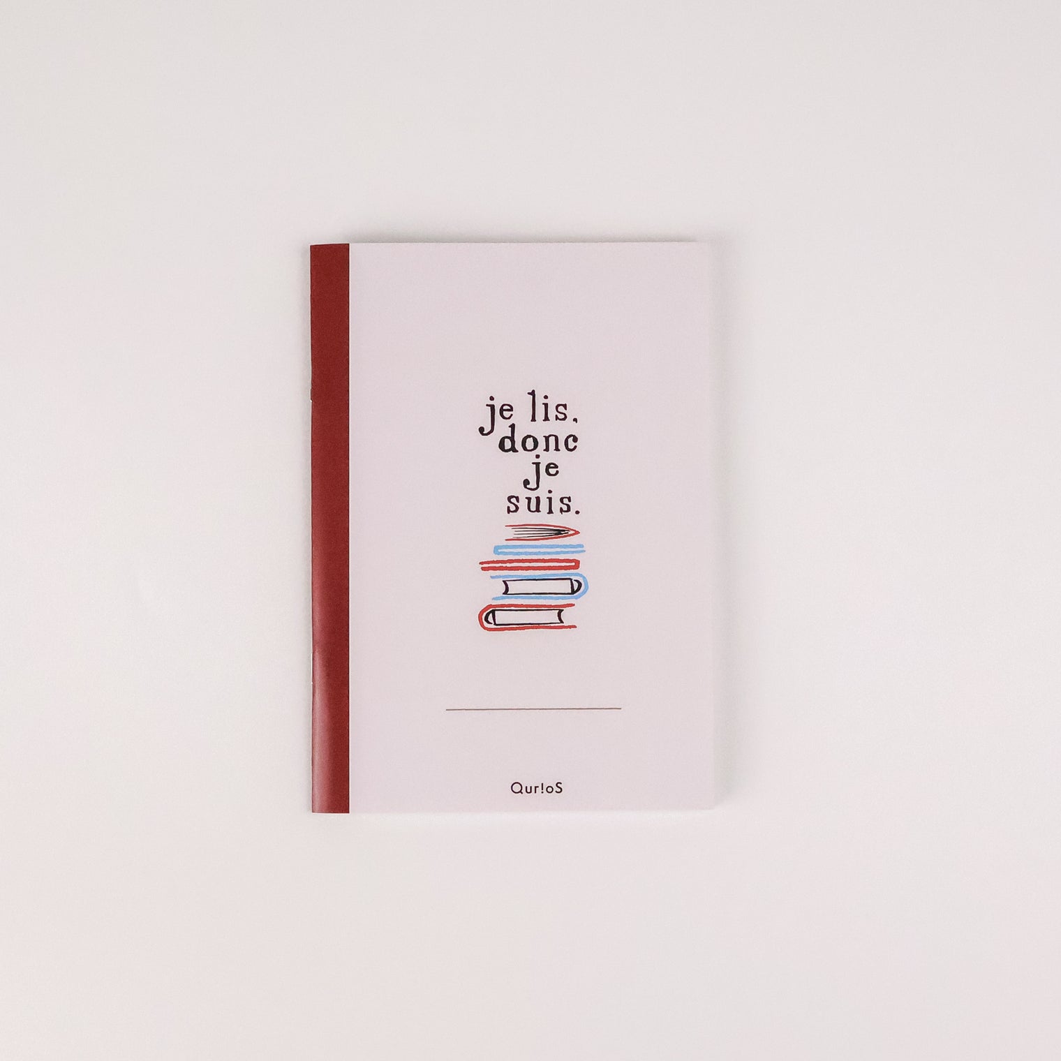 "我読む、ゆえに我あり" ノート レッド 哲学 デカルト 方法序説 メモ帳 手帳 我思う ゆえに我あり 読書 カフェ A5 イラスト 勉強 大学 高校 中学 学校 - QurioStore QurioS