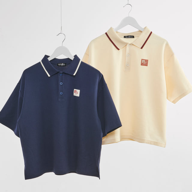 "チューリング・テスト" ポロシャツ アイボリー ネイビー 謎解き AI ドロップショルダー オーバーサイズ レディース メンズ 人気 おしゃれ 20代 30代 通勤 オフィス - QurioStore QurioS