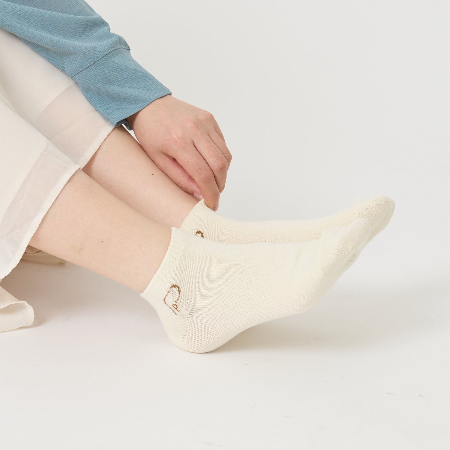 "点P" 靴下 アイボリー ホワイト 数学 問題 スニーカーソックス くるぶし アンクル - QurioStore QurioS