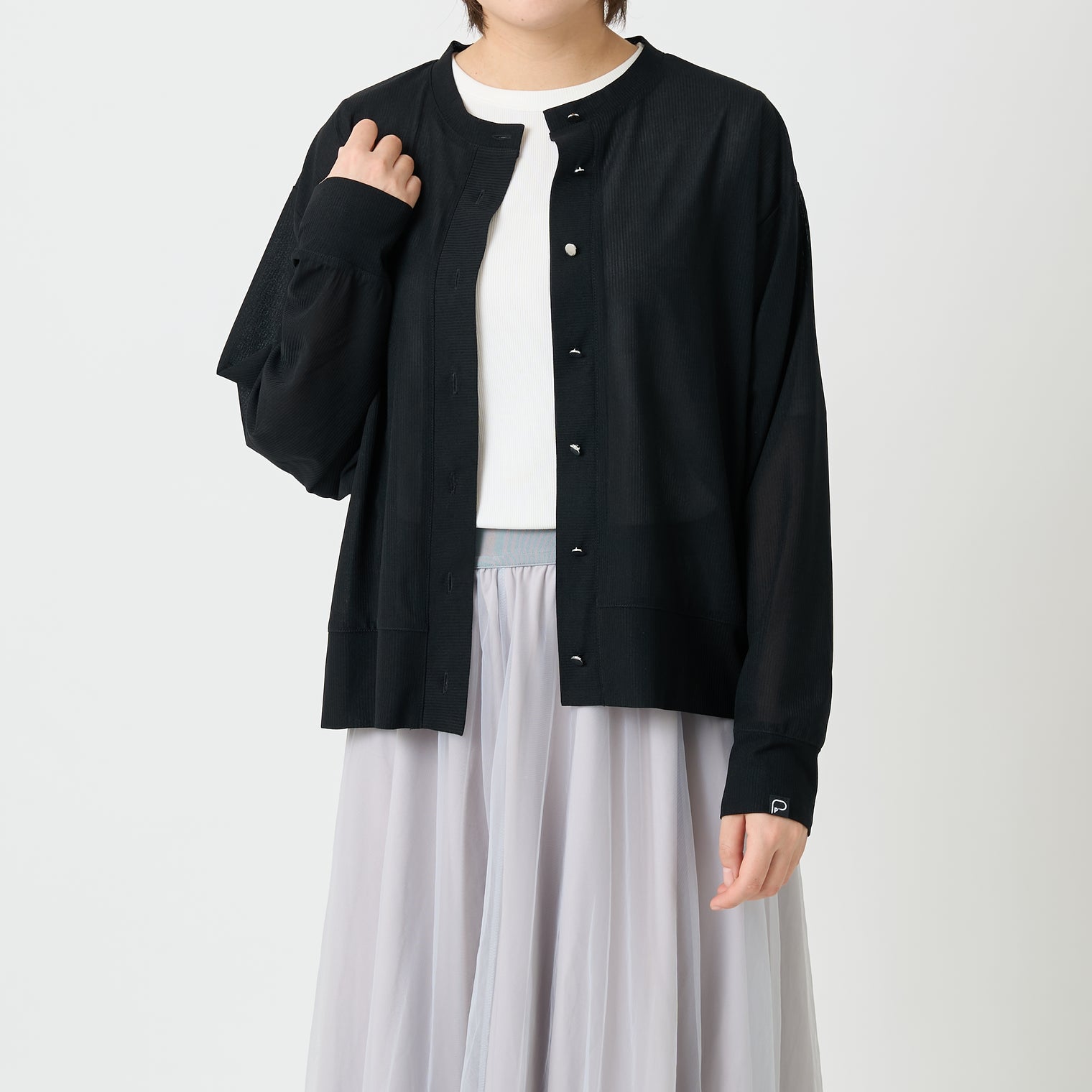 "点P" シアーカーディガン ブラック 数学 問題 冷房 寒暖差 羽織りもの きれいめ 春夏 - QurioStore QurioS