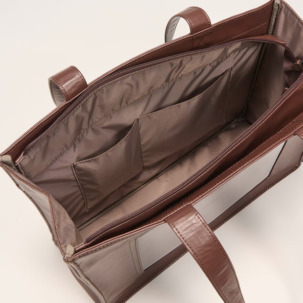 "ジョハリの窓Ⅰ" バッグ ブラウン アイボリー 心理学 痛バッグ トートバッグ メンズ レディース 制服 通勤 オフィス おしゃれ - QurioStore QurioS