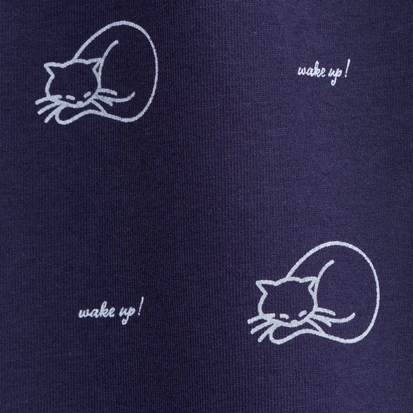 "シュレディンガーの猫" ルームウェア ネイビー ブラウン 量子力学 パシャマ 部屋着 上下セット ねこ ネコ レディース メンズ 人気 おしゃれ かわいい おすすめ 大人 ペア - QurioStore QurioS