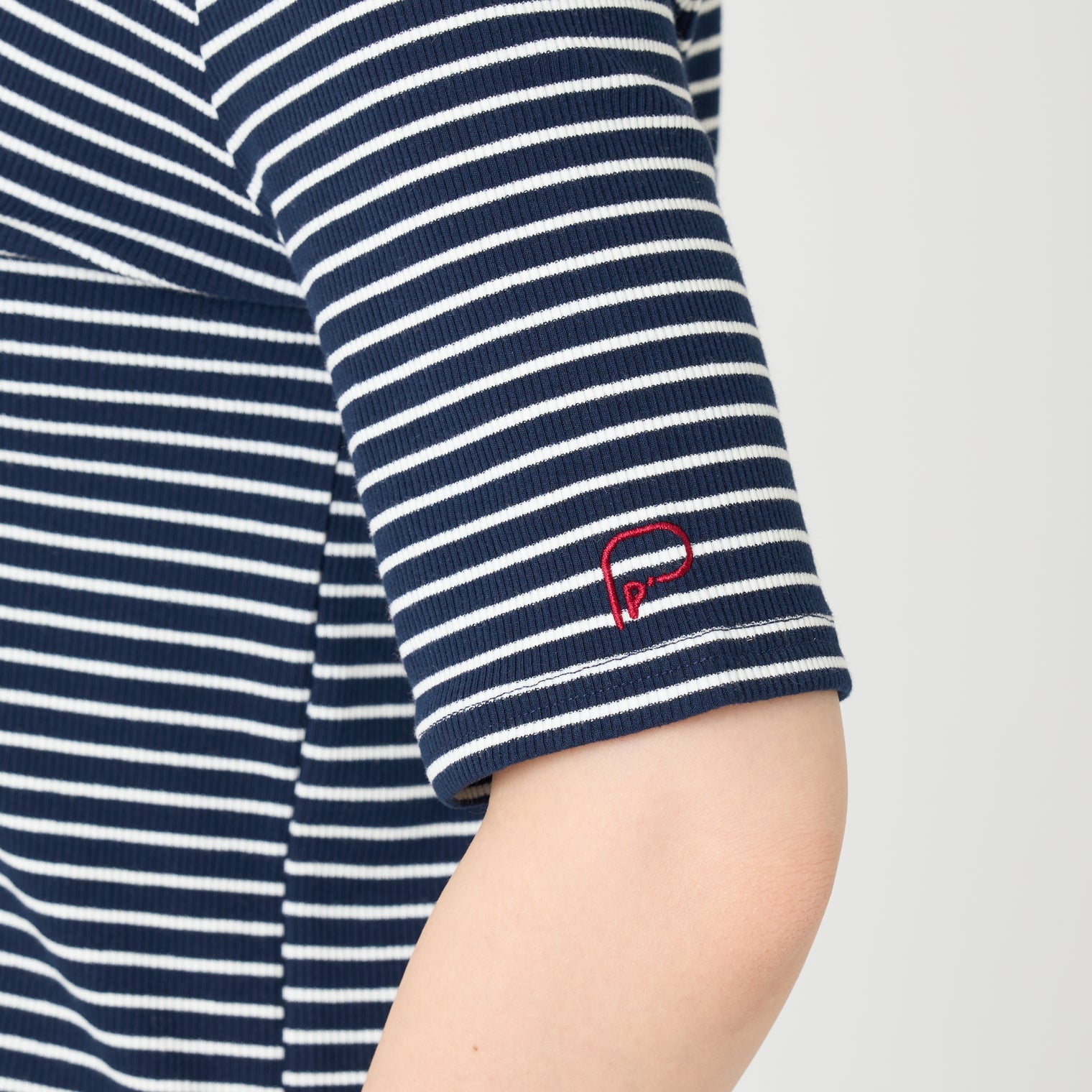 "点P" リブトップス ボーダー ネイビー ブラック ホワイト 数学 問題 半袖 - QurioStore QurioS