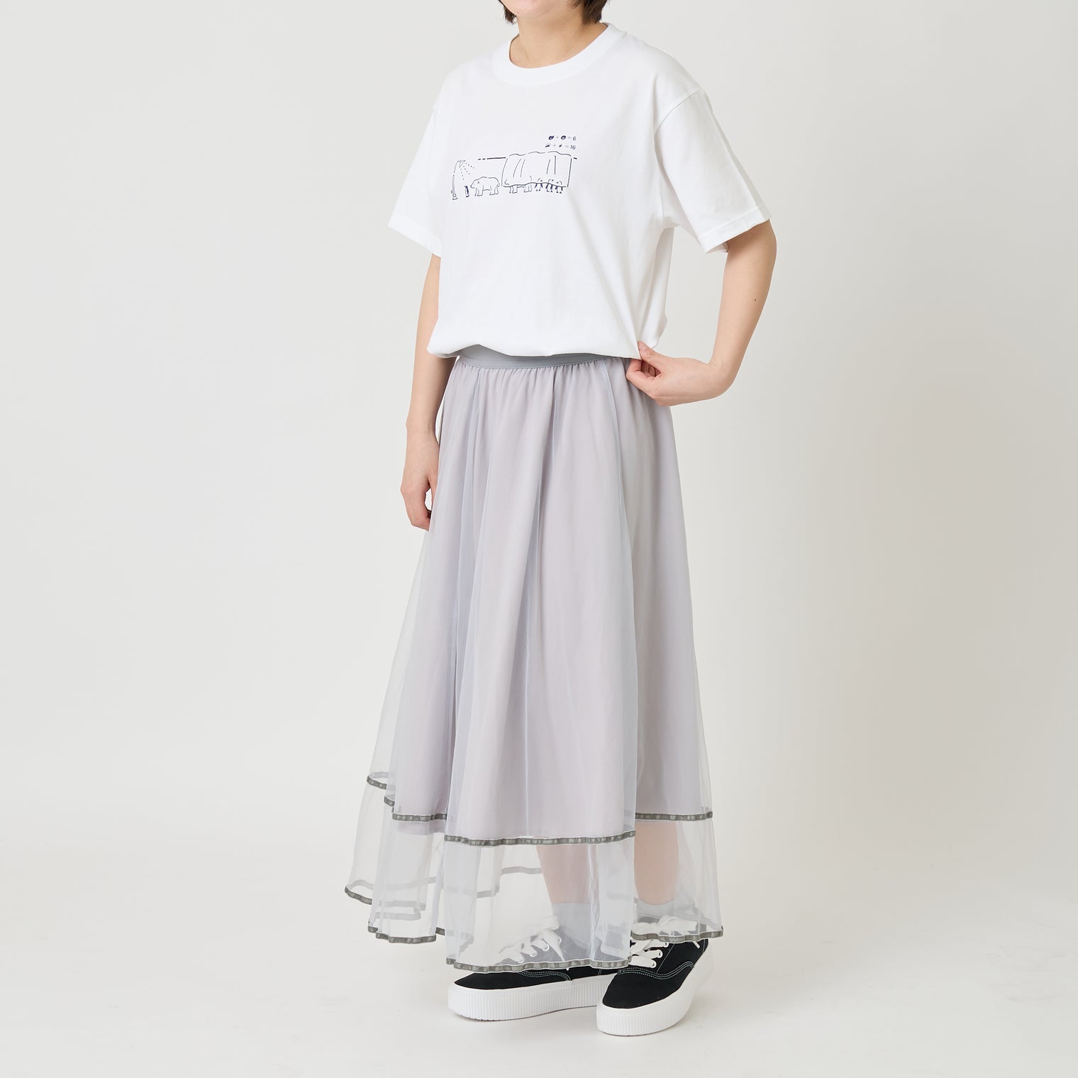 "つるかめ算(代理)" Tシャツ アイボリー ブラック ホワイト 数学 算数 ペンギン シロクマ 動物 レディース メンズ 人気 おしゃれ 20代 30代 - QurioStore QurioS