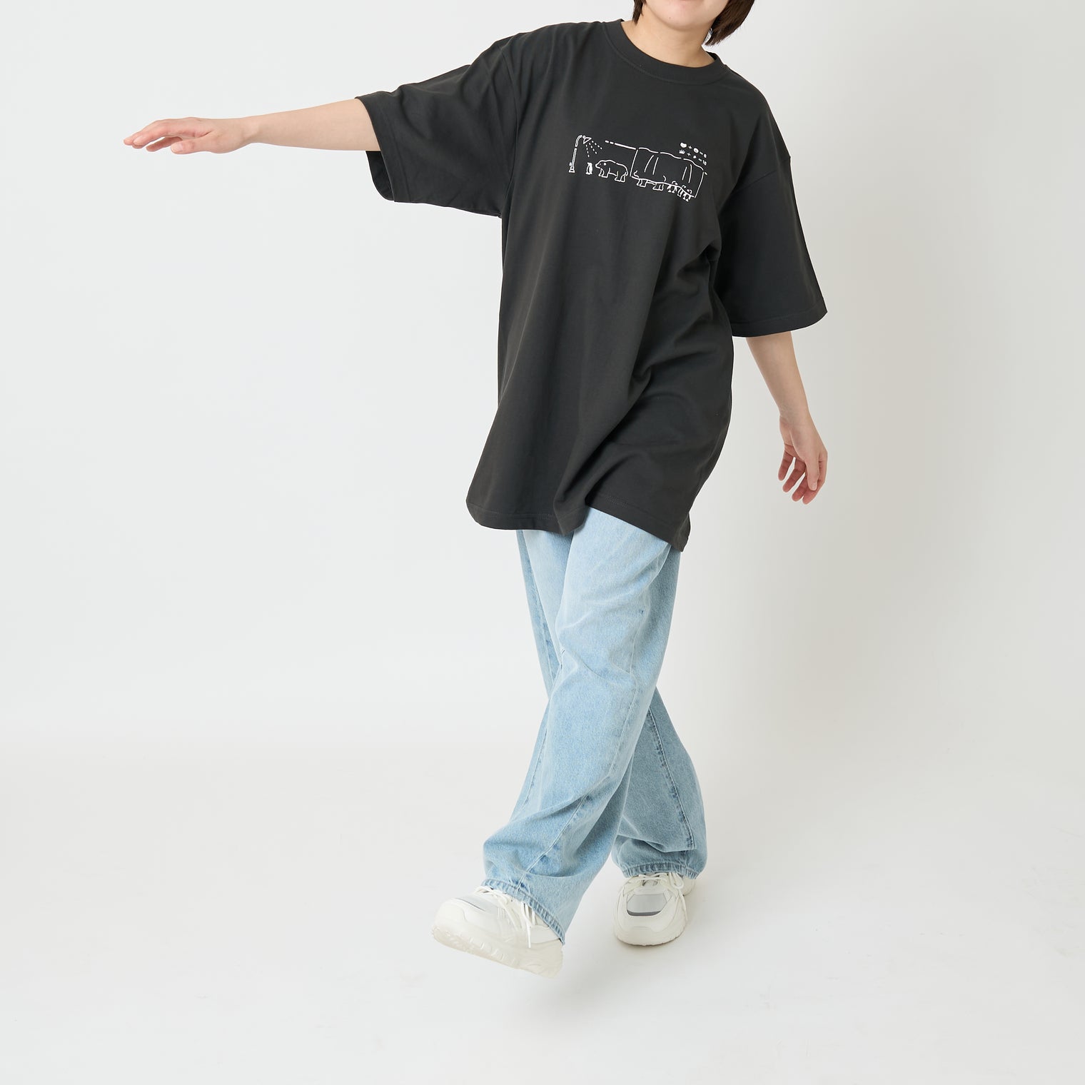 "つるかめ算(代理)" Tシャツ アイボリー ブラック ホワイト 数学 算数 ペンギン シロクマ 動物 レディース メンズ 人気 おしゃれ 20代 30代 - QurioStore QurioS