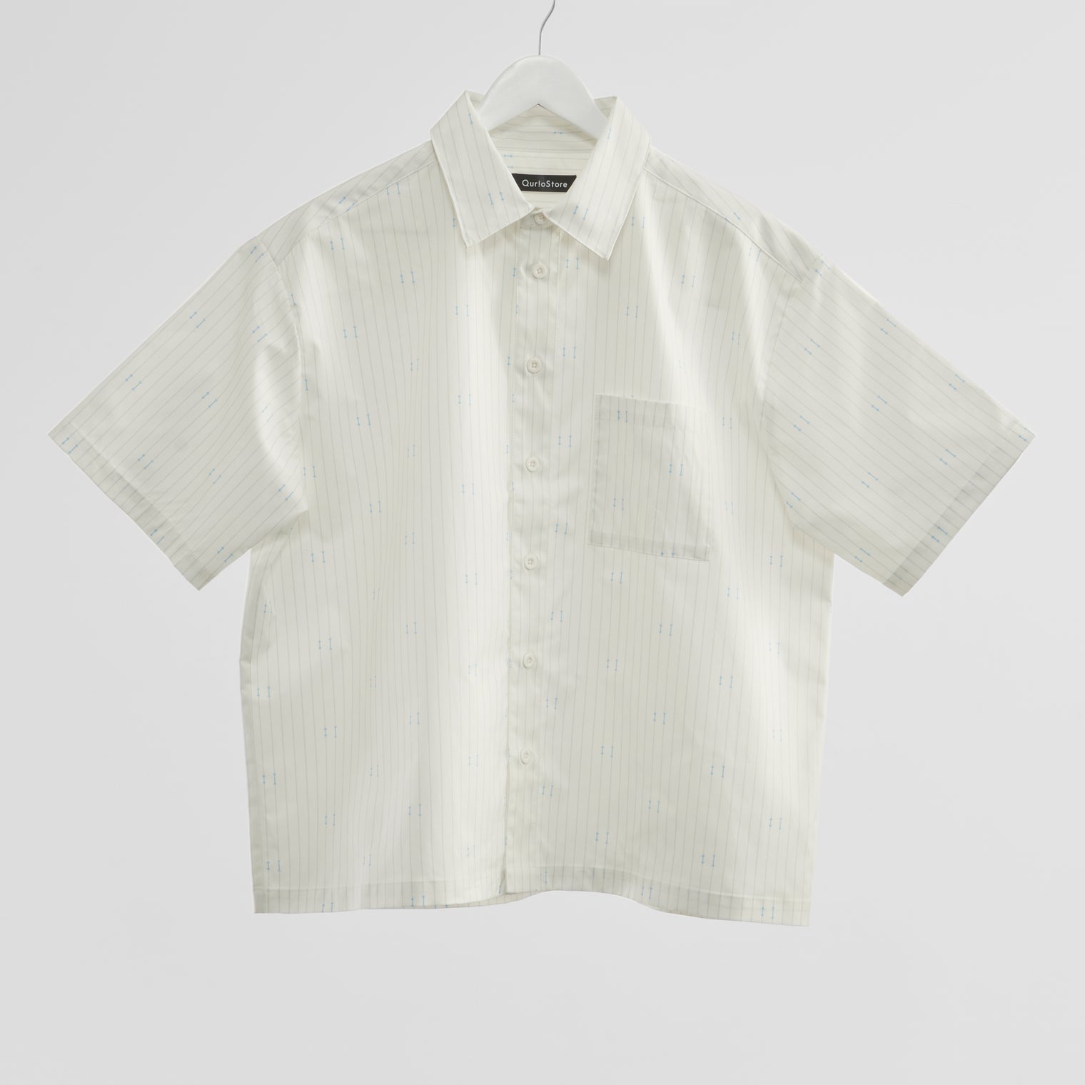 "ミュラー゠リヤー" ストライプシャツ ホワイト 社会学 心理学 錯視 矢羽 - QurioStore QurioS
