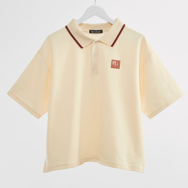 "チューリング・テスト" ポロシャツ アイボリー ネイビー 謎解き AI ドロップショルダー オーバーサイズ レディース メンズ 人気 おしゃれ 20代 30代 通勤 オフィス - QurioStore QurioS