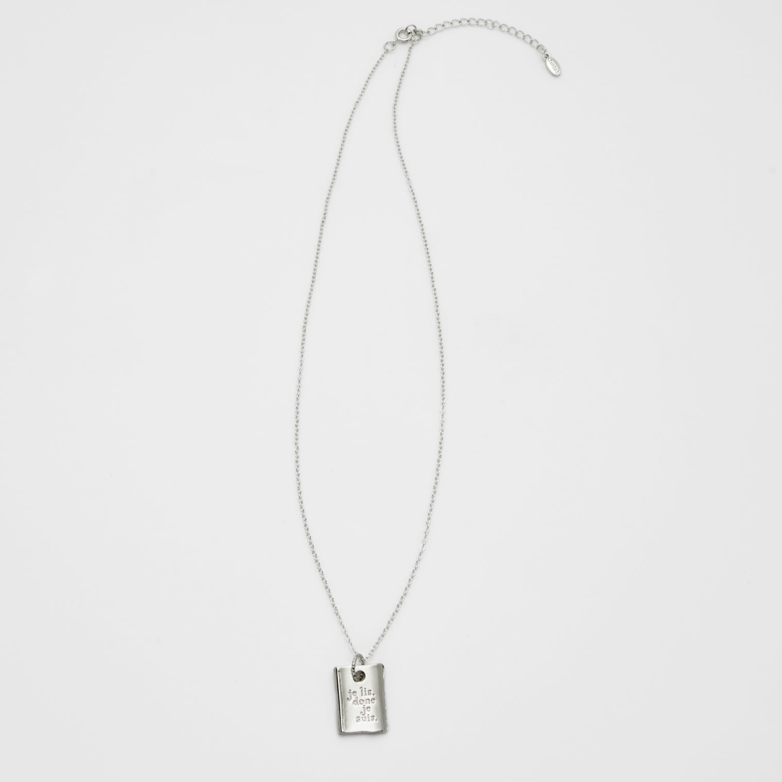 "我読む、ゆえに我あり" ネックレス ピンクゴールド シルバー 哲学 デカルト 方法序説 我思う ゆえに我あり 読書 カフェ レディース メンズ シンプル チェーン - QurioStore QurioS