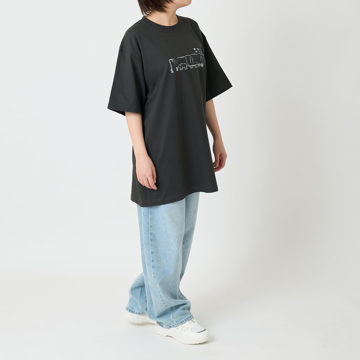 "つるかめ算(代理)" Tシャツ アイボリー ブラック ホワイト 数学 算数 ペンギン シロクマ 動物 レディース メンズ 人気 おしゃれ 20代 30代 - QurioStore QurioS