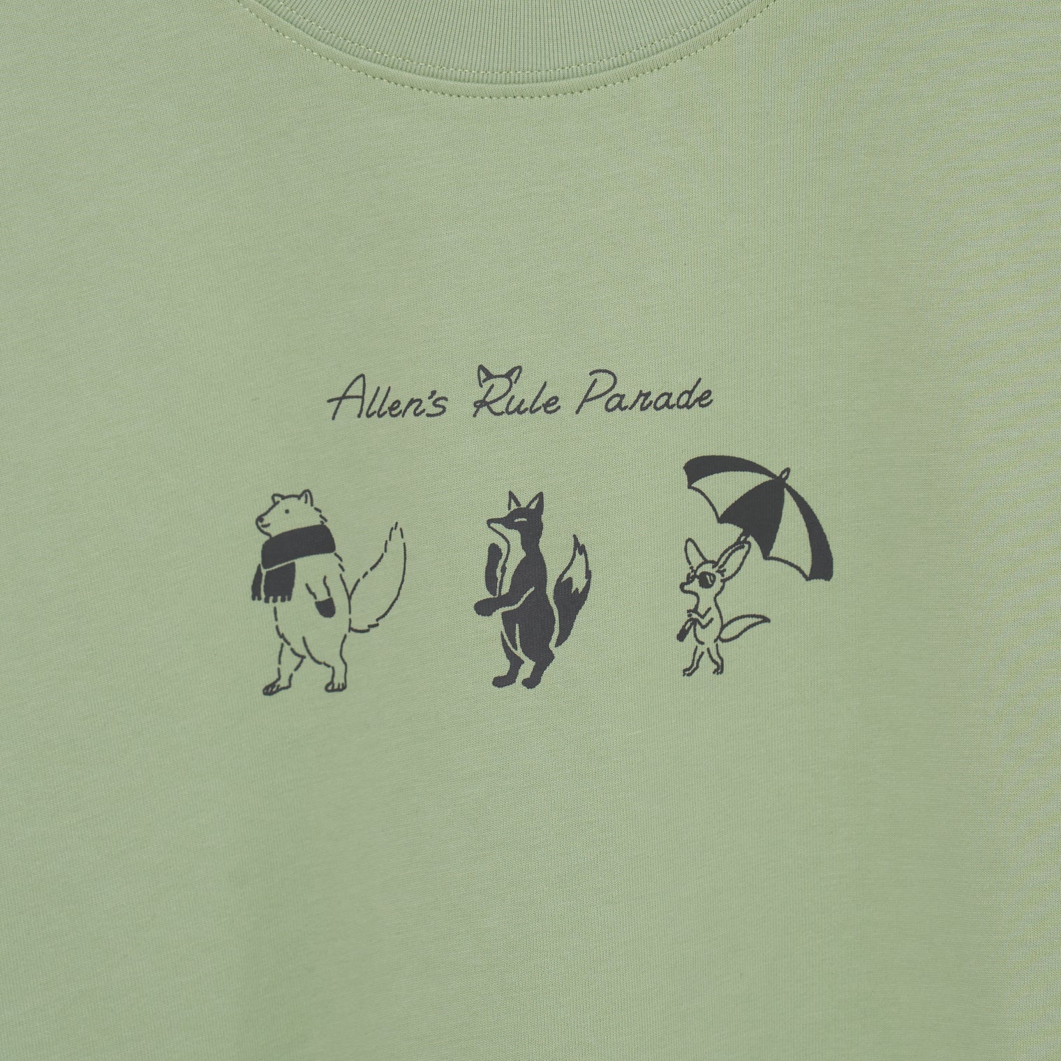 "Allen’s rule parade" Tシャツ キツネ アイボリー チャコール コーラルピンク ライトグリーン 生物学 アレンの法則 Tシャツ キツネ パレード クイズノック グッズ レディース メンズ 人気 おしゃれ 20代 30代 - QurioStore QurioStore