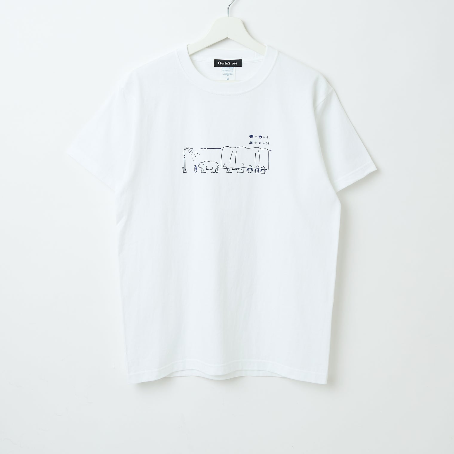 "つるかめ算(代理)" Tシャツ アイボリー ブラック ホワイト 数学 算数 ペンギン シロクマ 動物 レディース メンズ 人気 おしゃれ 20代 30代 - QurioStore QurioS