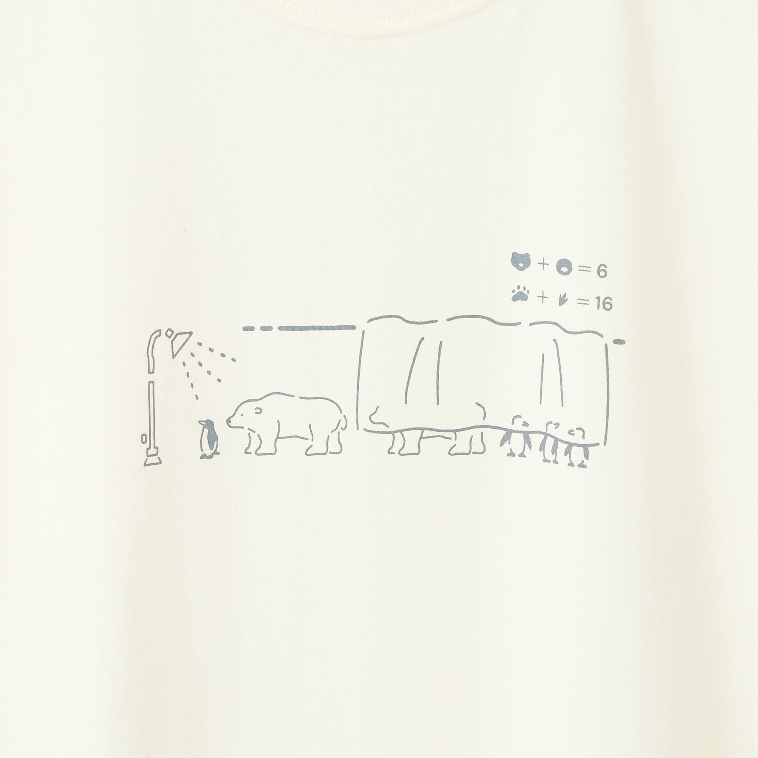 "つるかめ算(代理)" Tシャツ アイボリー ブラック ホワイト 数学 算数 ペンギン シロクマ 動物 レディース メンズ 人気 おしゃれ 20代 30代 - QurioStore QurioS