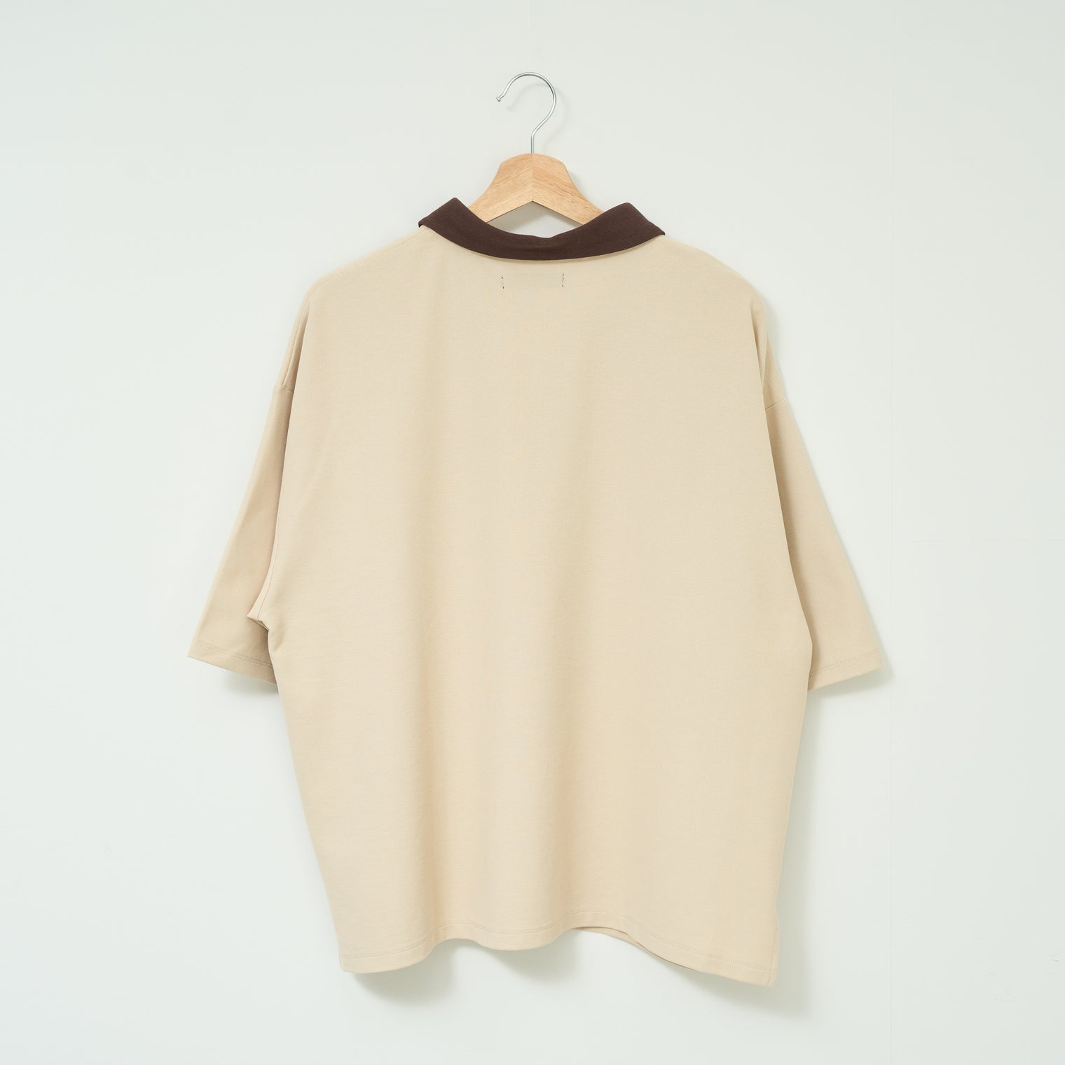 "Q" 哲学的ゾンビポロシャツ ベージュ ブラウン ダスティピンク 哲学 思考実験 シャツ 心 バイカラー レディース メンズ 人気 おしゃれ 20代 30代 - QurioStore QurioS