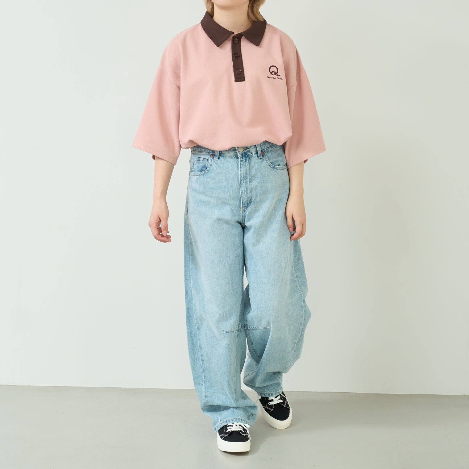 "Q" 哲学的ゾンビポロシャツ ベージュ ブラウン ダスティピンク 哲学 思考実験 シャツ 心 バイカラー レディース メンズ 人気 おしゃれ 20代 30代 - QurioStore QurioS