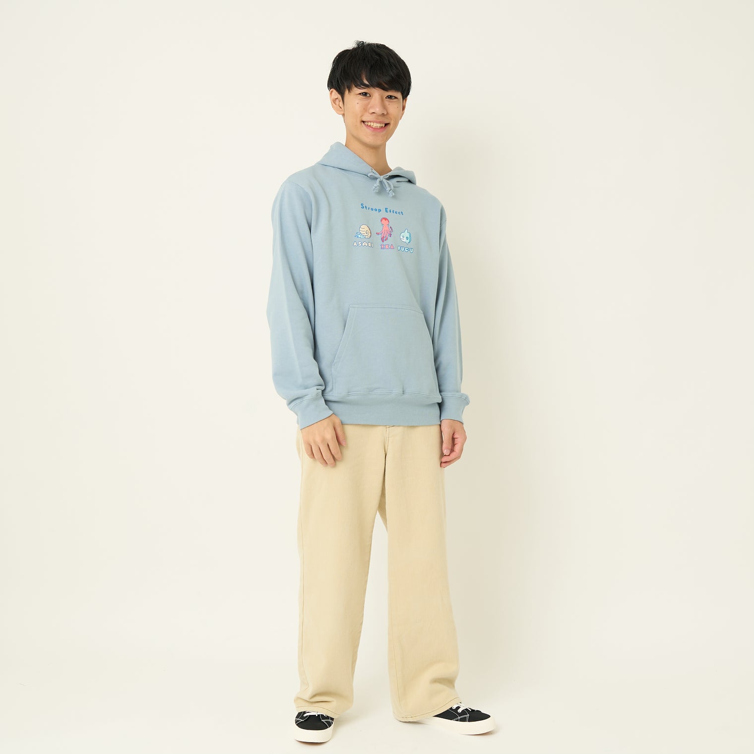 "Stroop effect" パーカー(企画:東問) ライトブルー ネイビー グレー アイボリー ブラック 心理学 ネットミーム マリン 海の生き物 スイーツ たこ マンボウ アンモナイト QuizKnock クイズノック 秋冬 レディース メンズ 人気 おしゃれ 20代 30代 - QurioStore QurioS