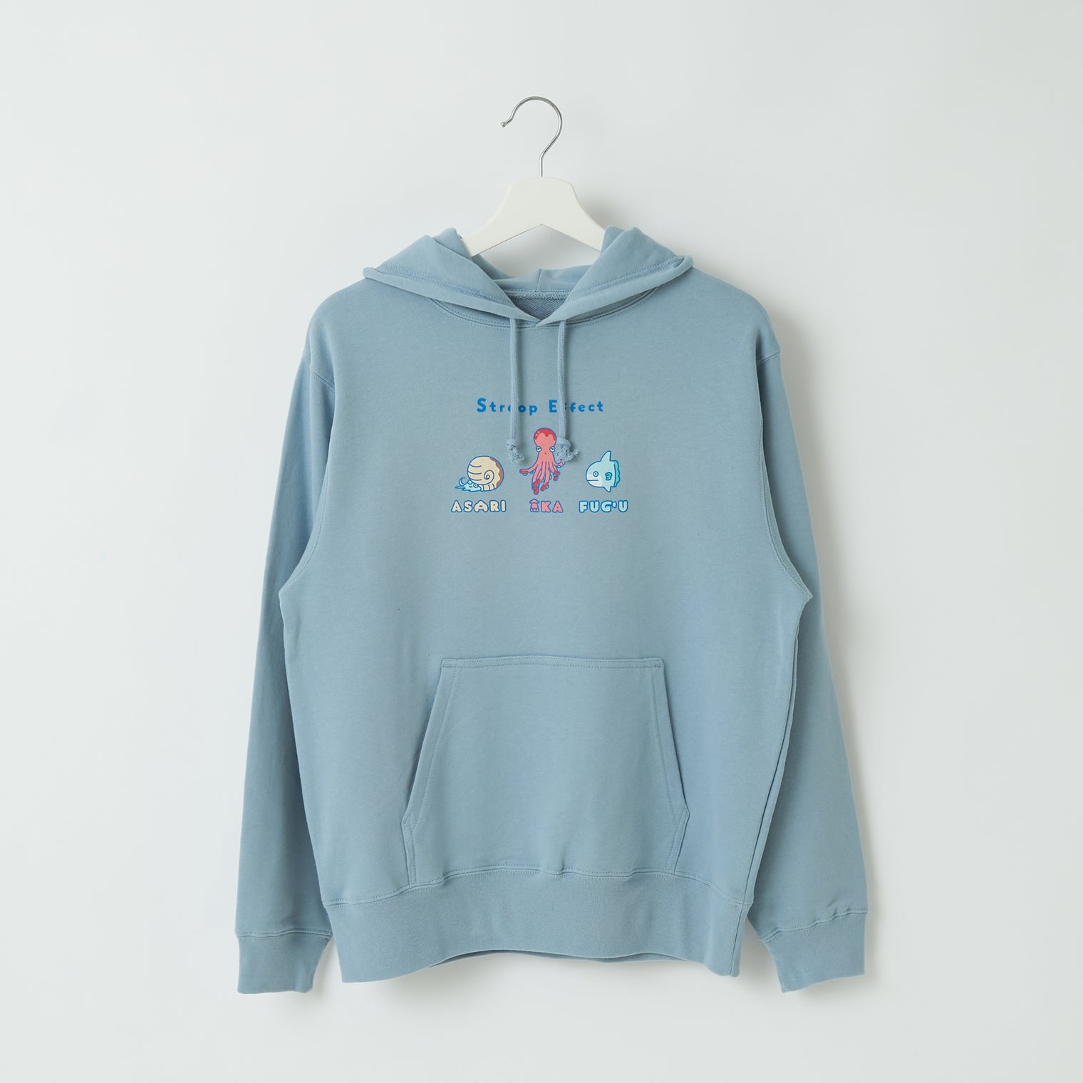 "Stroop effect" パーカー(企画:東問) ライトブルー ネイビー グレー アイボリー ブラック 心理学 ネットミーム マリン 海の生き物 スイーツ たこ マンボウ アンモナイト QuizKnock クイズノック 秋冬 レディース メンズ 人気 おしゃれ 20代 30代 - QurioStore QurioS