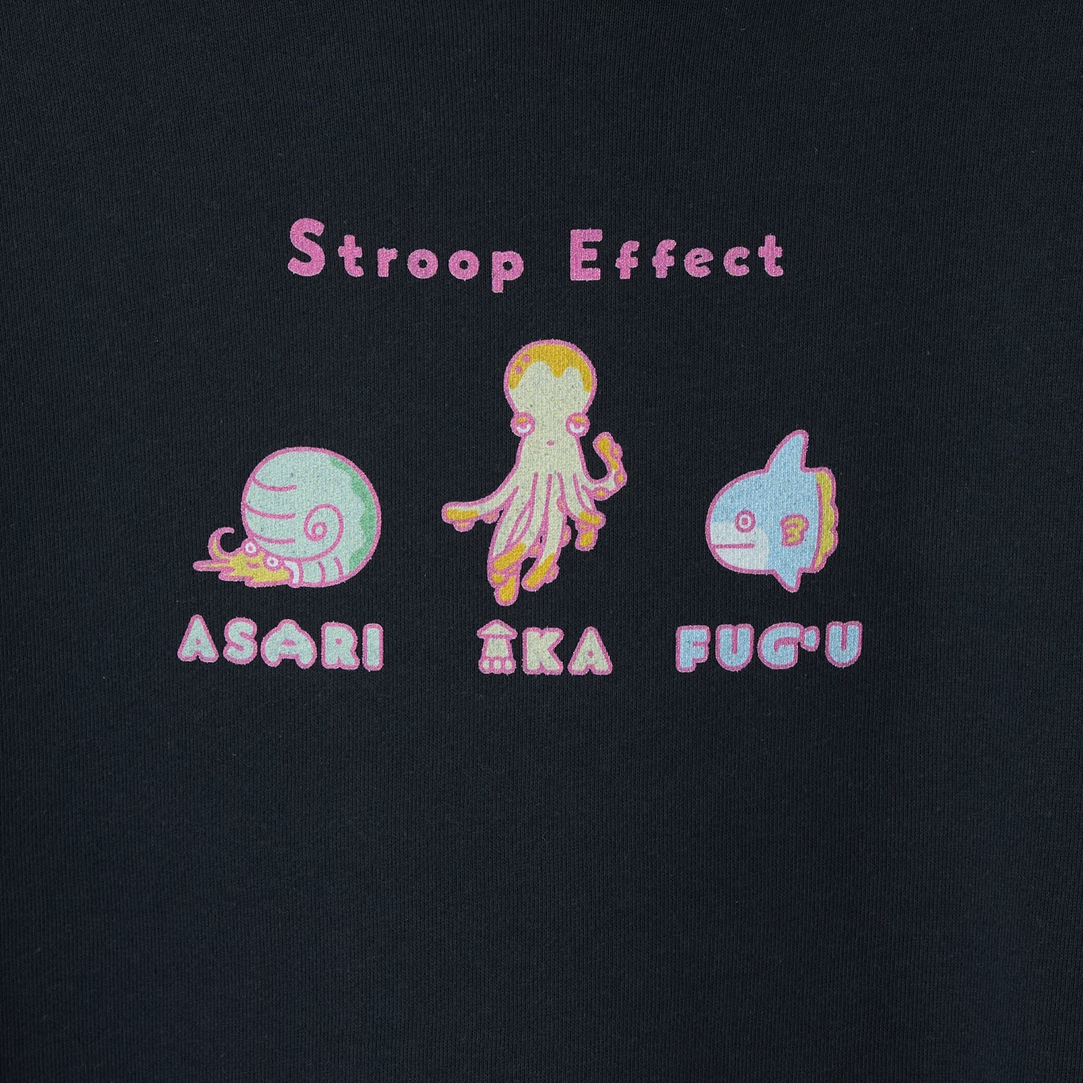 "Stroop effect" パーカー(企画:東問) ライトブルー ネイビー グレー アイボリー ブラック 心理学 ネットミーム マリン 海の生き物 スイーツ たこ マンボウ アンモナイト QuizKnock クイズノック 秋冬 レディース メンズ 人気 おしゃれ 20代 30代 - QurioStore QurioS