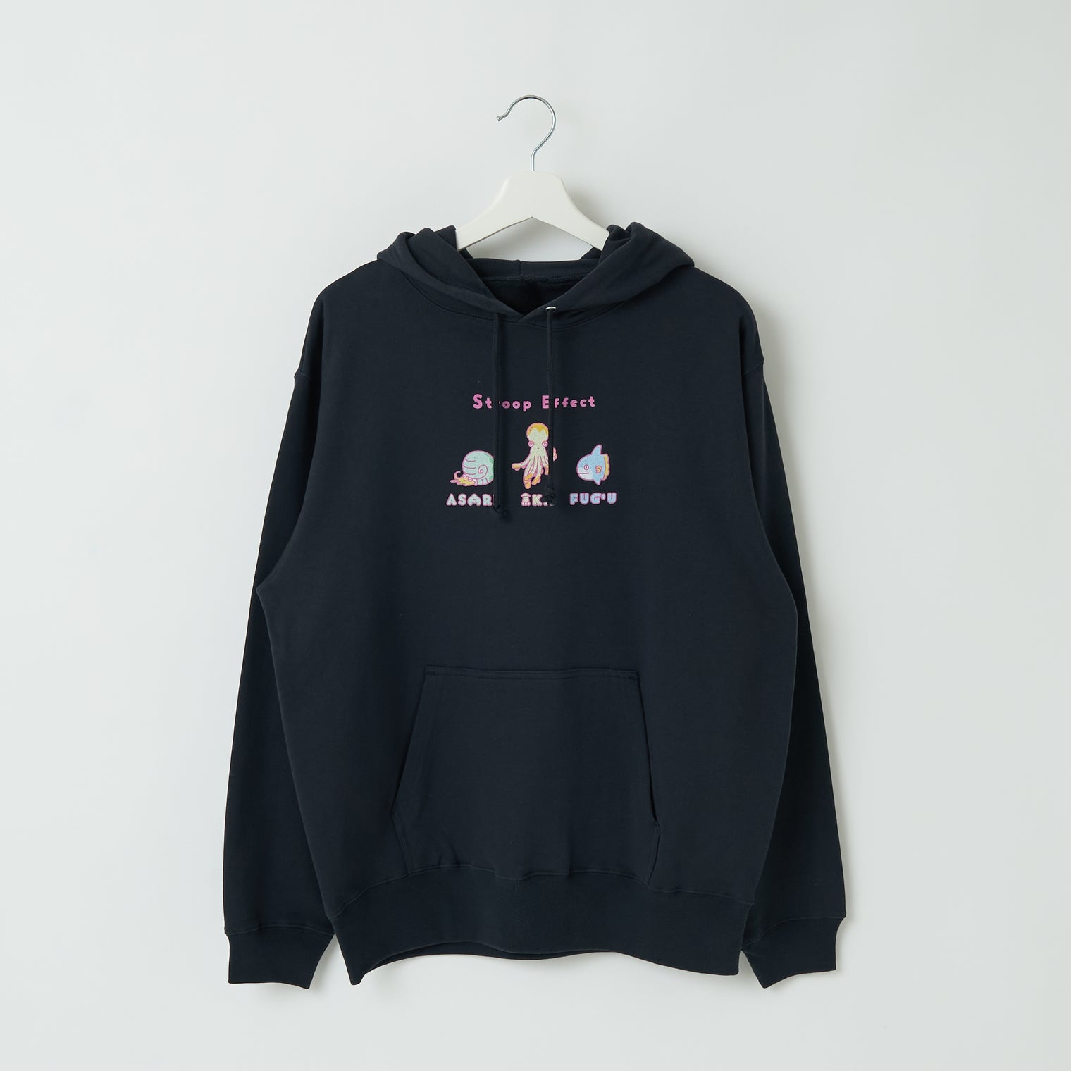 "Stroop effect" パーカー(企画:東問) ライトブルー ネイビー グレー アイボリー ブラック 心理学 ネットミーム マリン 海の生き物 スイーツ たこ マンボウ アンモナイト QuizKnock クイズノック 秋冬 レディース メンズ 人気 おしゃれ 20代 30代 - QurioStore QurioS