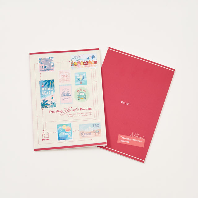 "Traveling Traveler Problem" ノート ピンク 工学 巡回セールスマン問題 ノート・メモ帳 旅行 切手 クイズノック グッズ レディース メンズ 人気 おしゃれ 20代 30代 - QurioStore QurioS