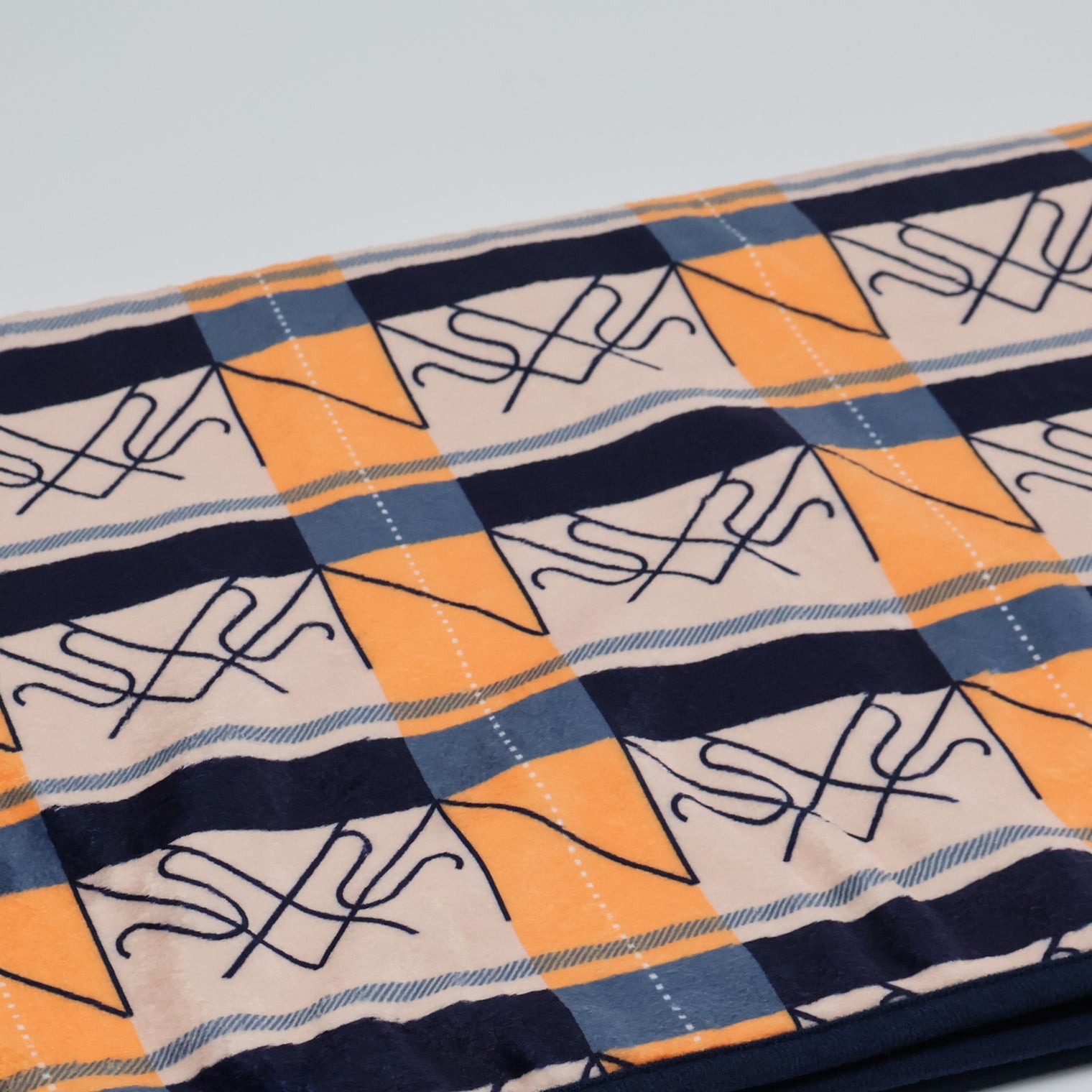 "ブラ'Nケット" ブランケット オレンジ ブラウン 量子力学 ブラケット記法 ひざ掛け チェック 学校 オフィス おしゃれ かわいい プレゼント - QurioStore QurioS