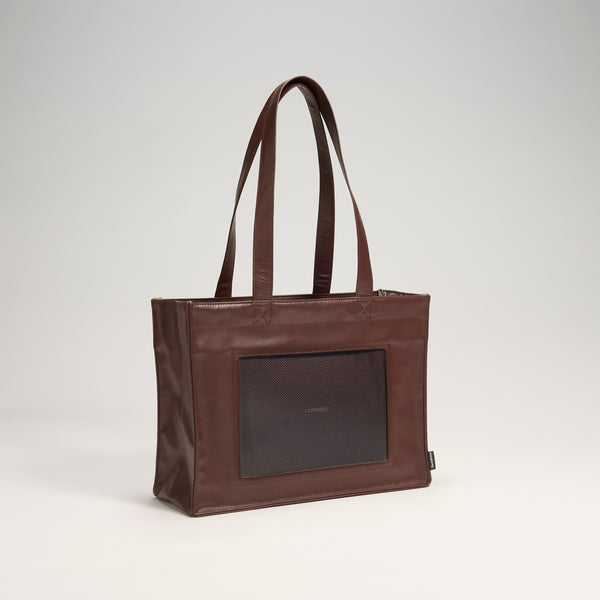 "ジョハリの窓Ⅰ" バッグ ブラウン アイボリー 心理学 痛バッグ トートバッグ メンズ レディース 制服 通勤 オフィス おしゃれ - QurioStore QurioS