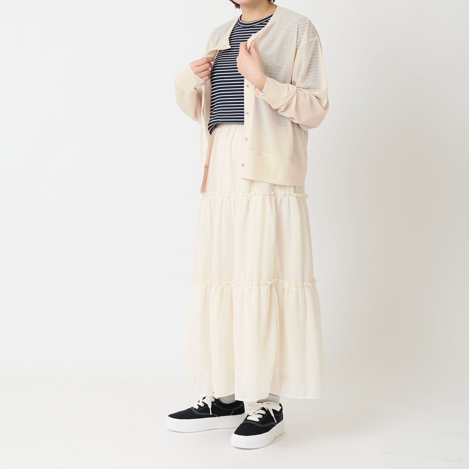 "点P" シアーカーディガン アイボリー 数学 問題 冷房 寒暖差 羽織りもの きれいめ 春夏 - QurioStore QurioS