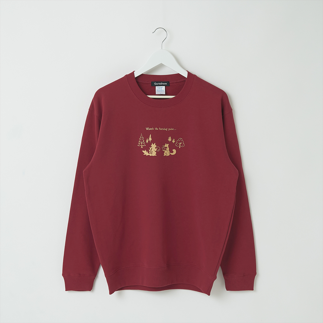 "ギザギザのくるみを食べるリス" 構文木スウェット (企画:東言) バーガンディ レッド ネイビー ダークグレー 言語学 構文解析 QuizKnock クイズノック 秋冬 レディース メンズ 人気 おしゃれ 20代 30代 - QurioStore QurioS