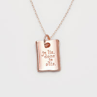 "我読む、ゆえに我あり" ネックレス ピンクゴールド シルバー 哲学 デカルト 方法序説 我思う ゆえに我あり 読書 カフェ レディース メンズ シンプル チェーン - QurioStore QurioS