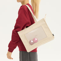 "ジョハリの窓Ⅰ" バッグ ブラウン アイボリー 心理学 痛バッグ トートバッグ メンズ レディース 制服 通勤 オフィス おしゃれ - QurioStore QurioS