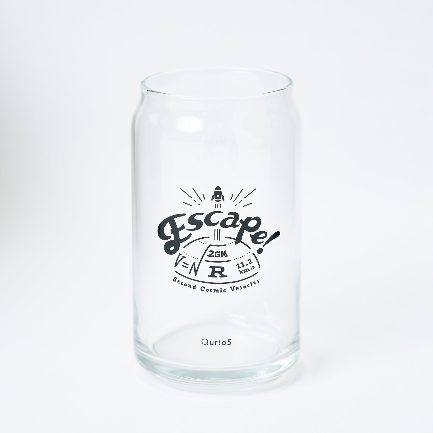 "第二宇宙速度" 缶型グラス クリア 物理 脱出速度 コップ 小物入れ - QurioStore QurioS