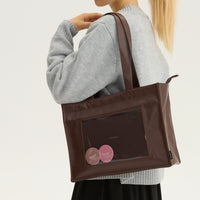 "ジョハリの窓Ⅰ" バッグ ブラウン アイボリー 心理学 痛バッグ トートバッグ メンズ レディース 制服 通勤 オフィス おしゃれ - QurioStore QurioS